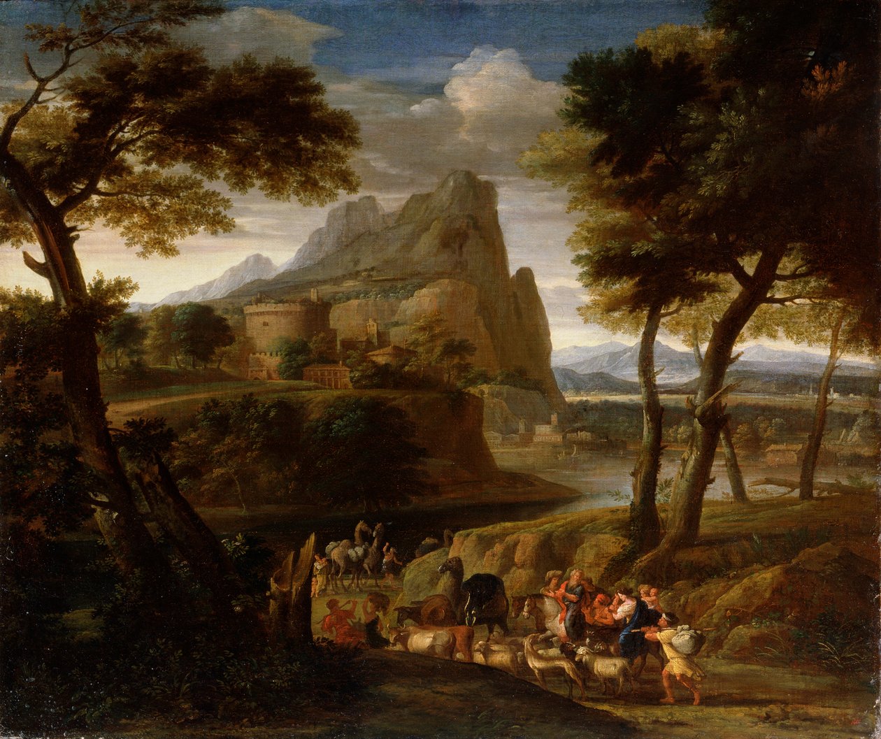 Maisema karavaanin kanssa, 1600-luku tekijältä Gaspard Dughet