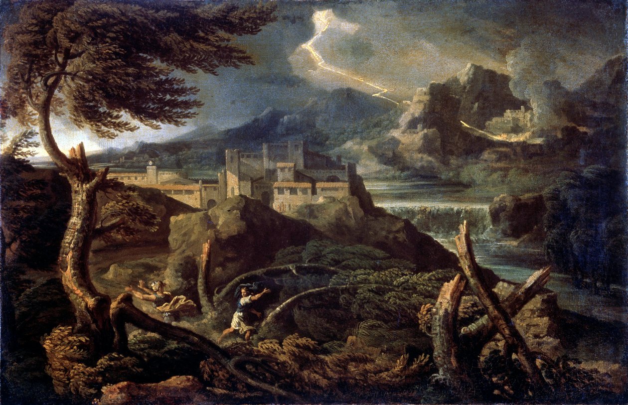 Maisema salaman kanssa, 1660-luku tekijältä Gaspard Dughet