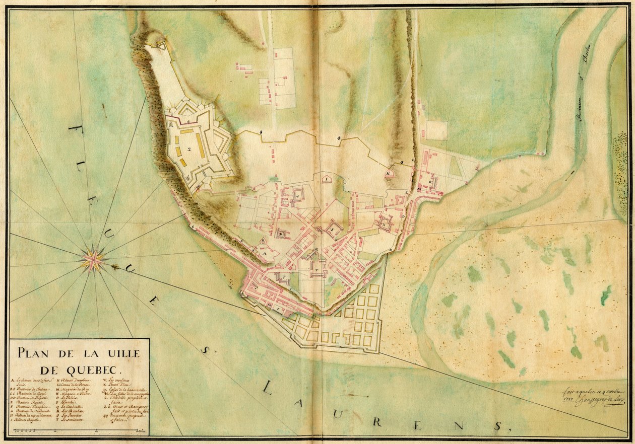 Gaspard-Joseph Chaussegros de Lery, Quebecin kaupungin suunnitelma, 1727. tekijältä Gaspard Joseph Chaussegros de Léry