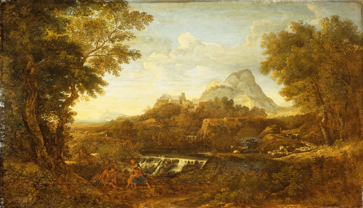 Rinaldo ja Armida, Gerusalemme Liberatan rakastajat (öljy) tekijältä Gaspard Poussin (school of) Dughet