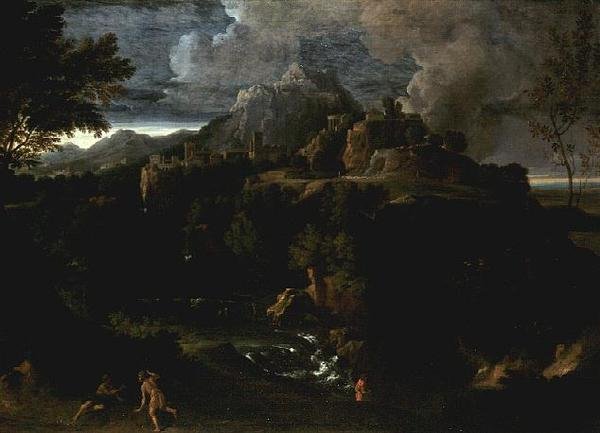 Maisema hahmojen kanssa (öljy) tekijältä Gaspard Poussin Dughet