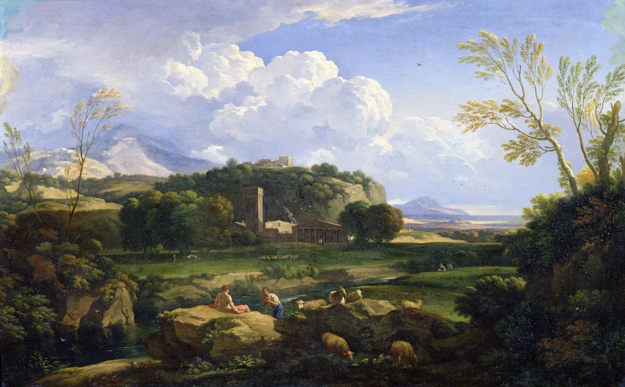 Näkymä roomalaiselle Campagnalle (öljy kankaalle) tekijältä Gaspard Poussin Dughet