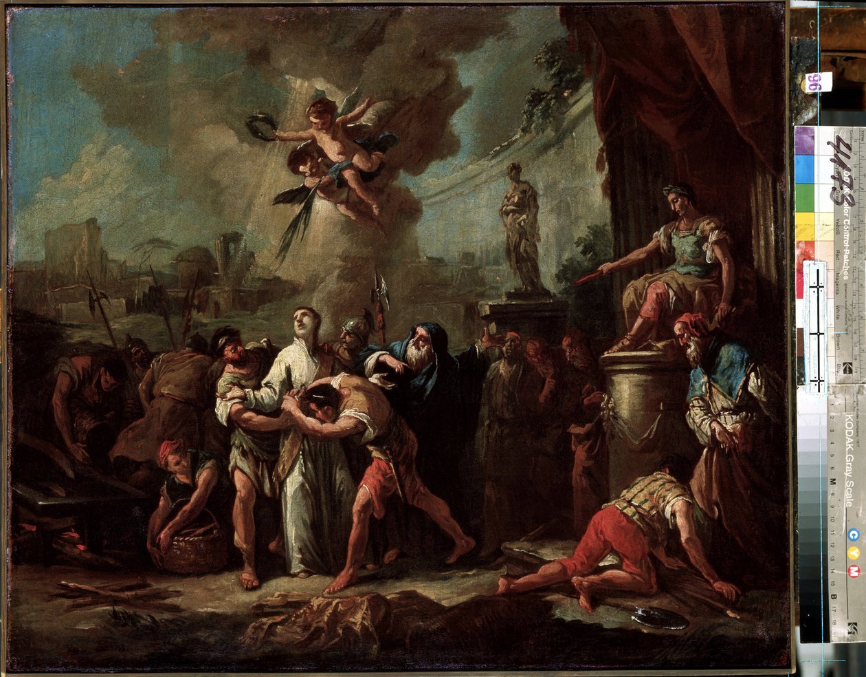 ""Le martyre de Saint Laurent de Rome"" (Pyhän Laurentiuksen marttyyrikuolema) Gaspare Dizianin (1689-1767) maalaus 1700-luvun Eremitaaši, Pietari (Pietari) tekijältä Gasparo Diziani