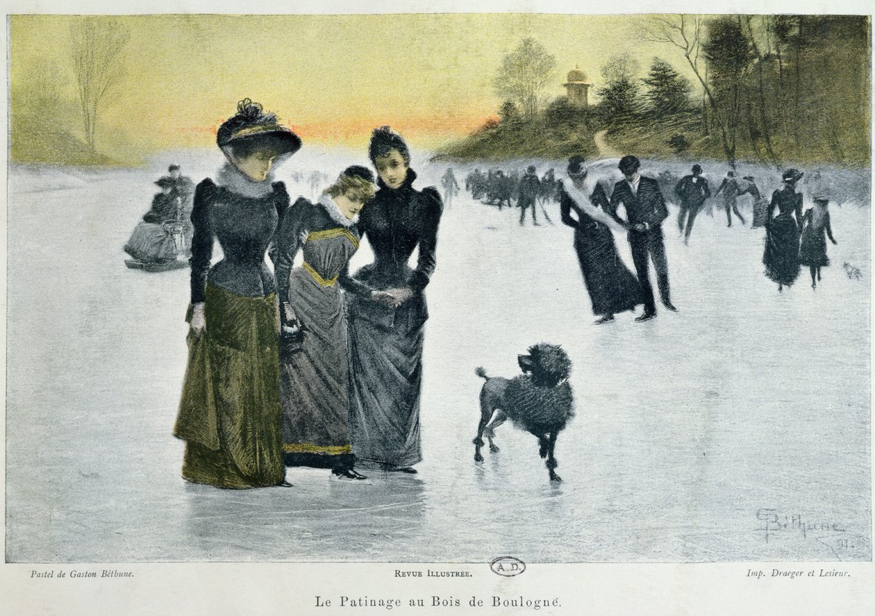 Luistelu Bois de Boulognessa, 1891 tekijältä Gaston Bethune