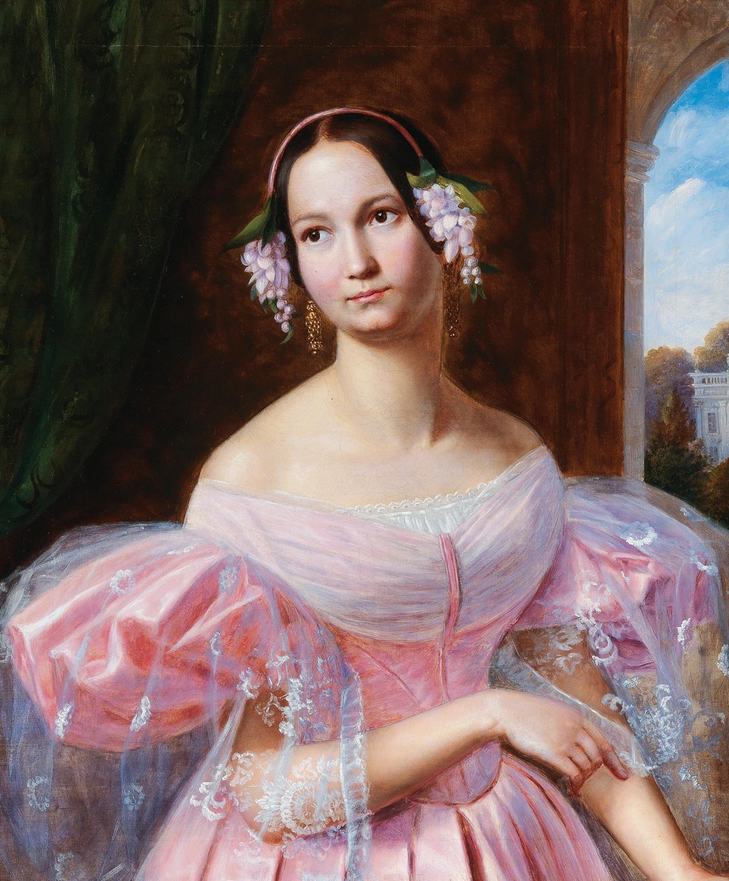 Muotokuva Helenestä Mecklenburg-Schwerinistä 1814-1858, Orleansin herttuattaresta morsiana, 1830-luku. tekijältä Gaston Camillo Lenthe