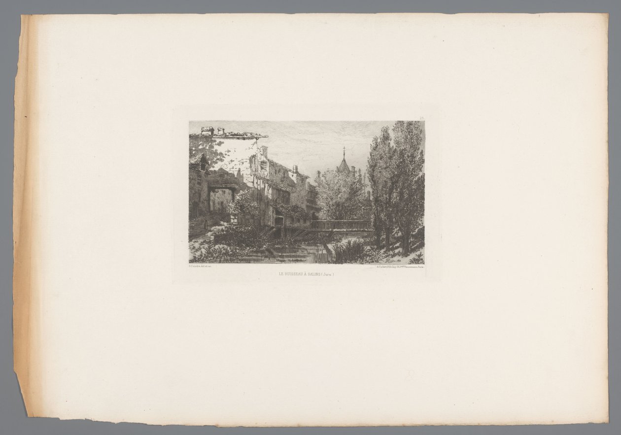 Näkymä purolle lähellä Salinsia Le ruisseau à Salins (otsikko esineessä) Ranskalaiset etsaukset vuodelta 1875 (sarjan nimi) L