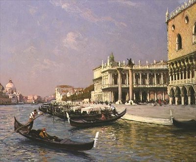 Venetsia: Dogen palatsi, Marcianan kirjasto ja Santa Maria della Salute kaukana tekijältä Gaston Hippolyte Boucart