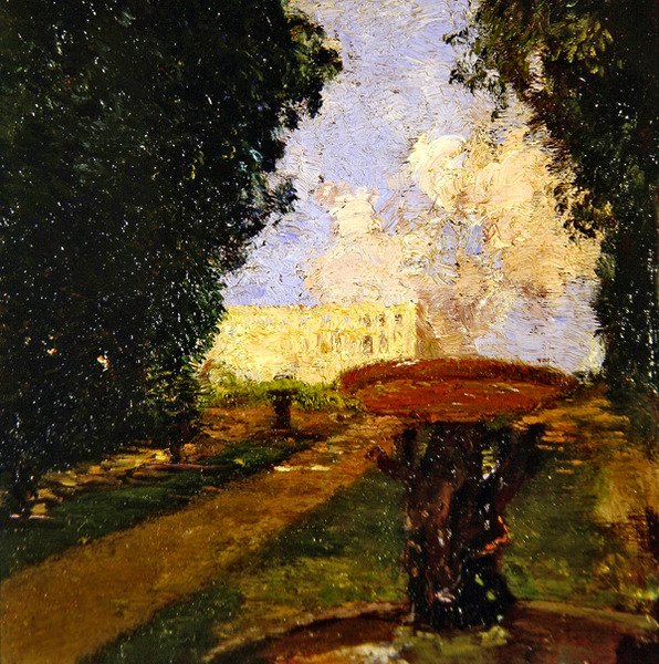 Garden Scene (öljy paneelille) tekijältä Gaston de la Touche