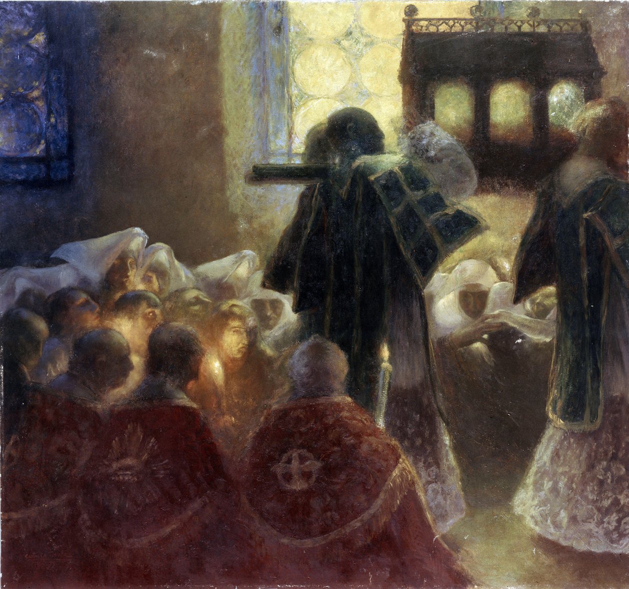 Pyhien pyhäinjäännösten siirto (pyhäinjäännösten käännös). Gaston de La Touchen (1854-1913) maalaus. 1800-luvun ranskalaista taidetta. Öljy kankaalle. Eremitaaši, Pietari. tekijältä Gaston de Latouche
