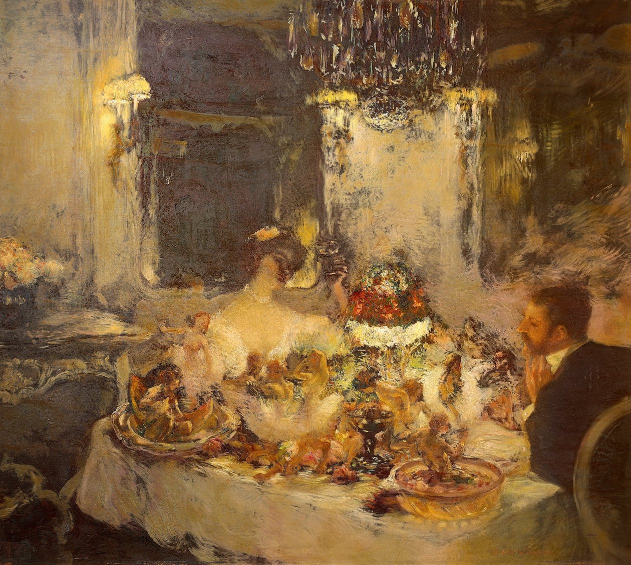 Samppanja, Gaston La Touche (1851-1913), öljy kankaalle tekijältä Gaston de la Touche
