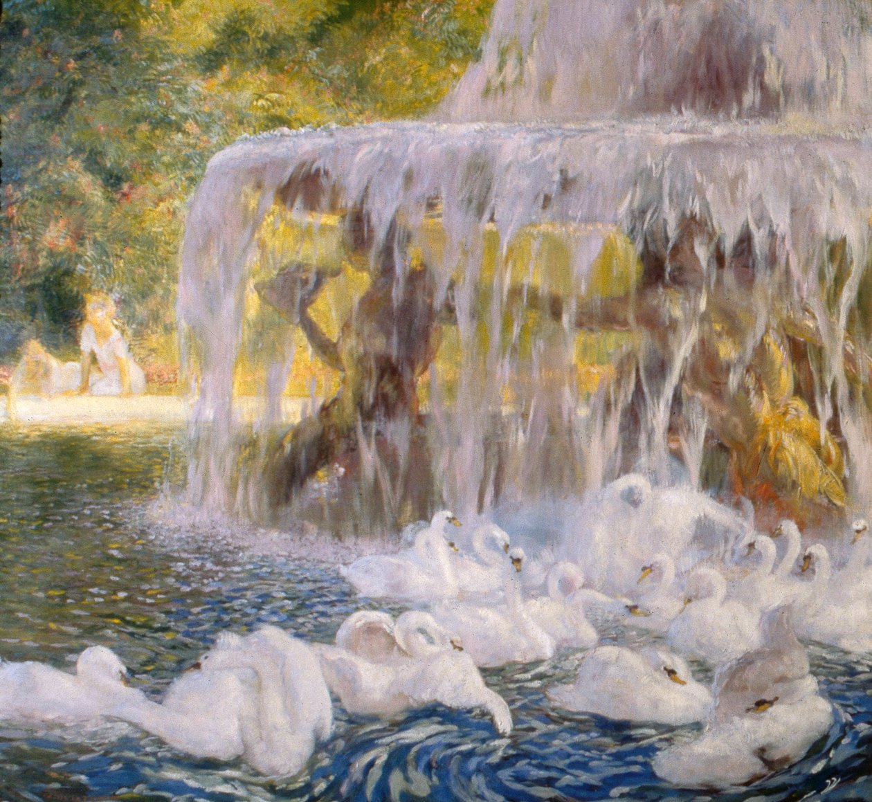 Joutsenet leikkimässä (öljy kankaalle) tekijältä Gaston de la Touche