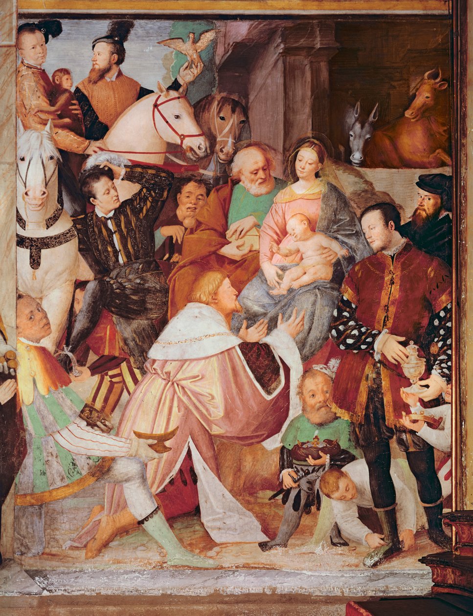 Maagien palvonta, n. 1532-35 tekijältä Gaudenzio Ferrari