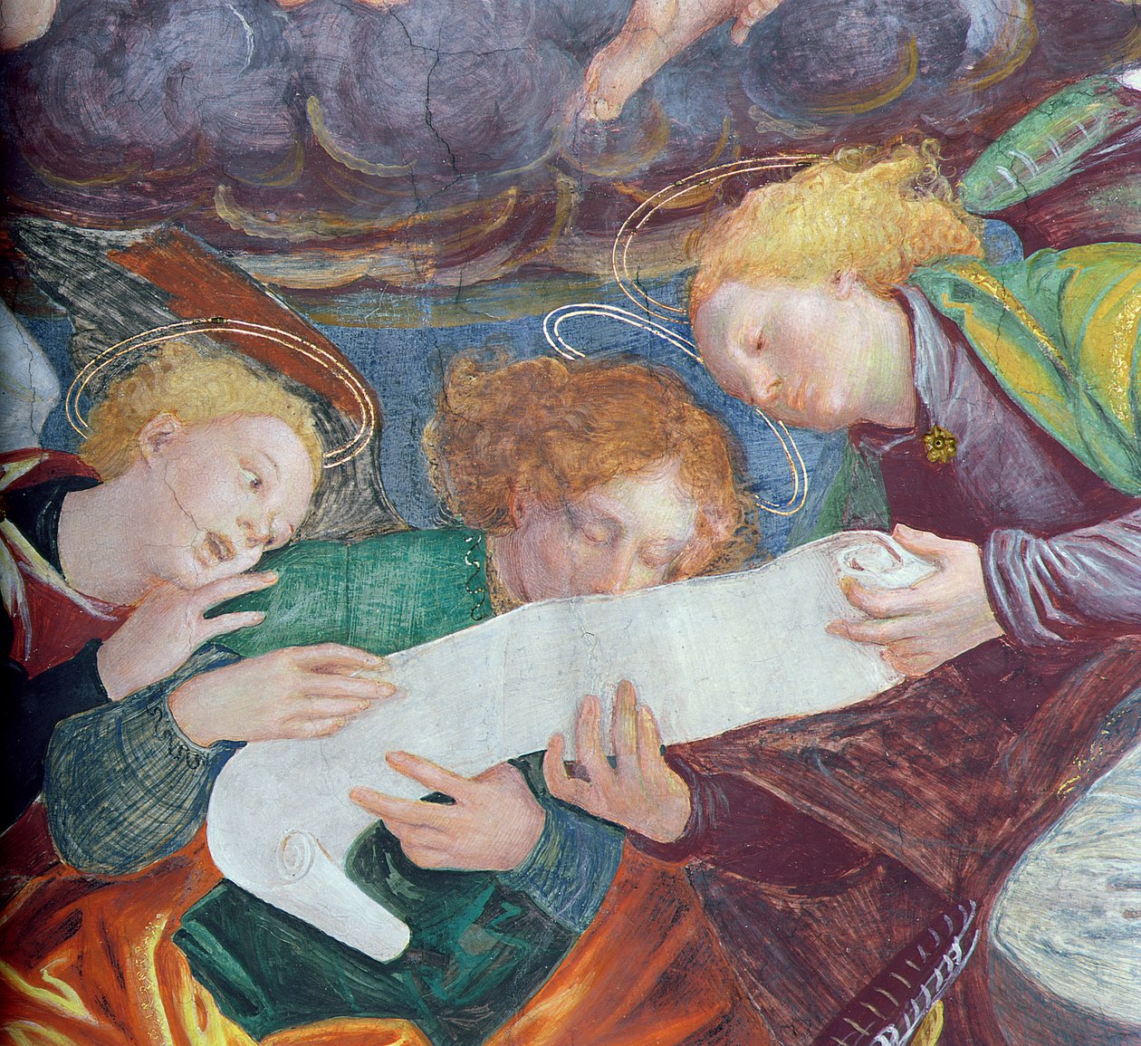 Enkelten konsertti, 1534-36 (yksityiskohta) (ks. 175762) tekijältä Gaudenzio Ferrari