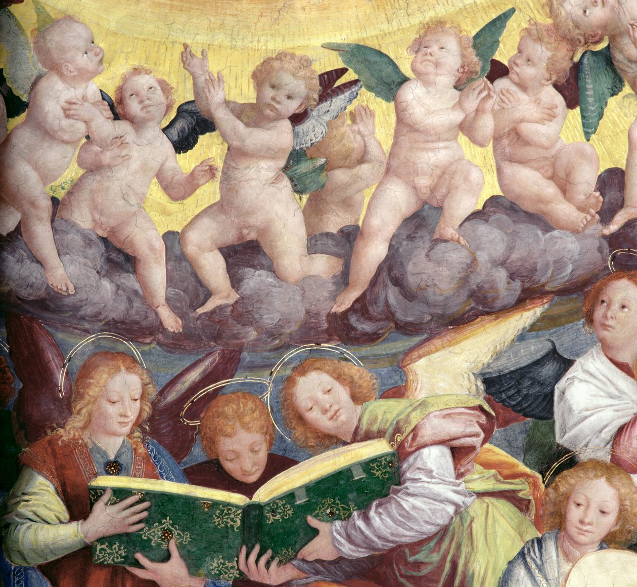Enkelten konsertti, 1534-36 (yksityiskohta) (ks. 175762) tekijältä Gaudenzio Ferrari