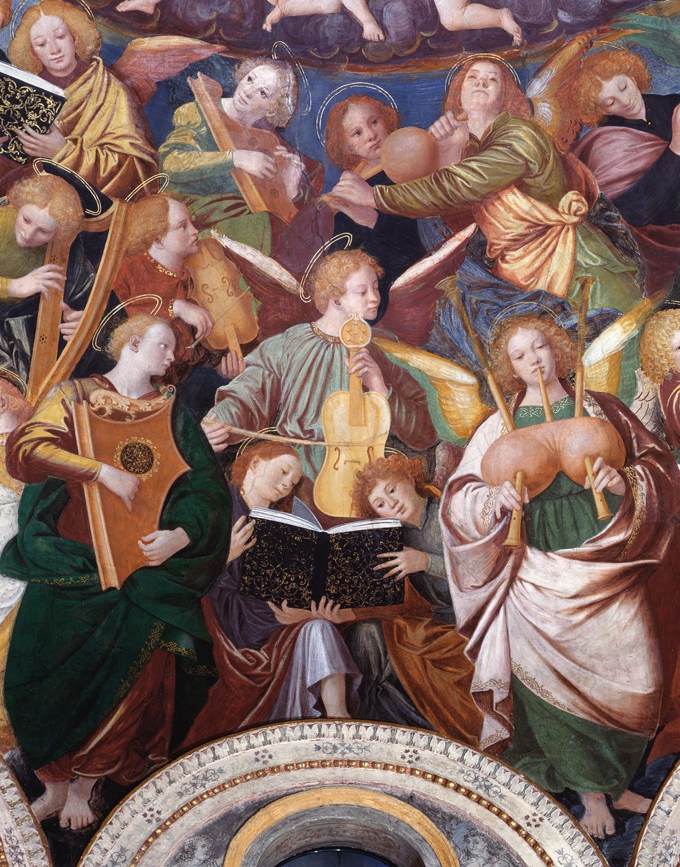 Enkelten konsertti, 1534-36 (yksityiskohta) (ks. 175762) tekijältä Gaudenzio Ferrari
