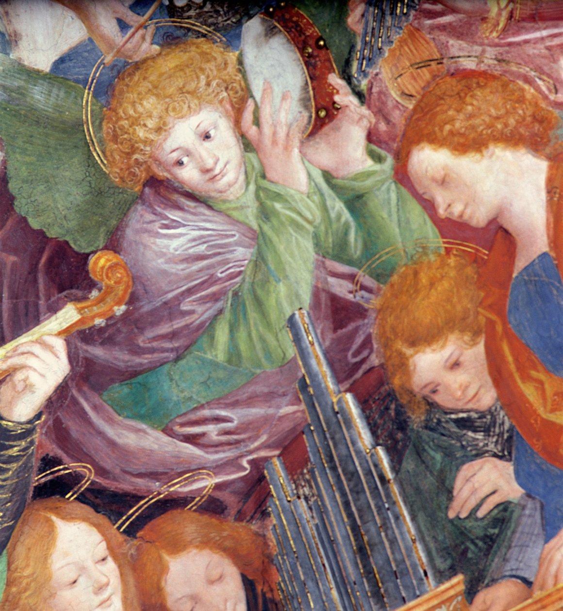 Enkelten konsertti, 1534-36 (yksityiskohta) (ks. 175762) tekijältä Gaudenzio Ferrari