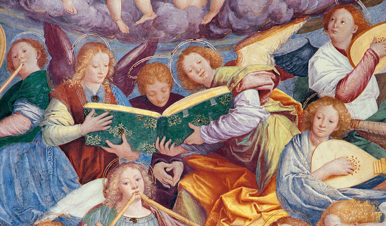 Enkelien konsertti, 1534-36 freskon yksityiskohta vuodelta 175782 tekijältä Gaudenzio Ferrari