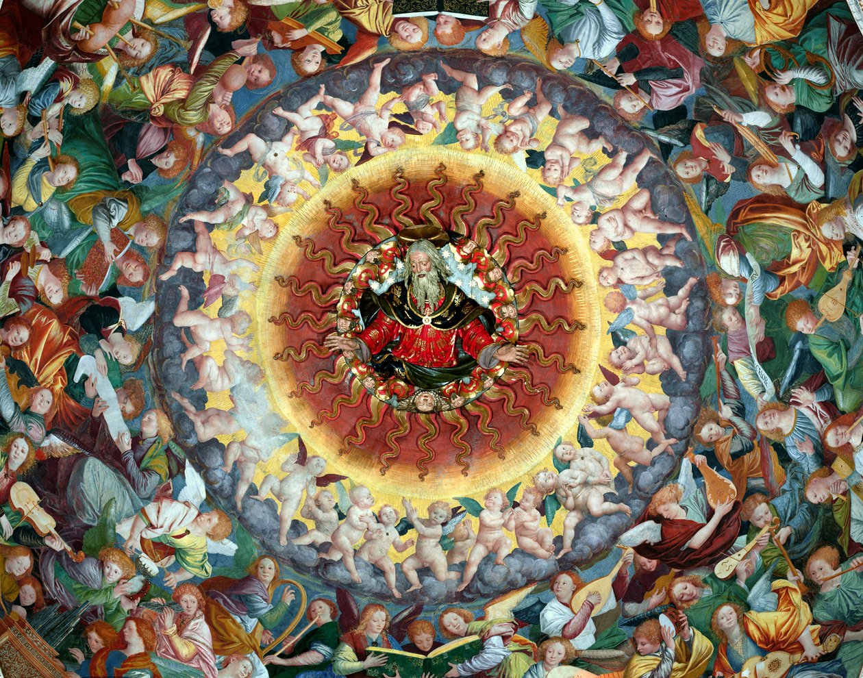 Enkelien konsertti, kupolista, 1534-36 freskon yksityiskohta vuodelta 175763 tekijältä Gaudenzio Ferrari