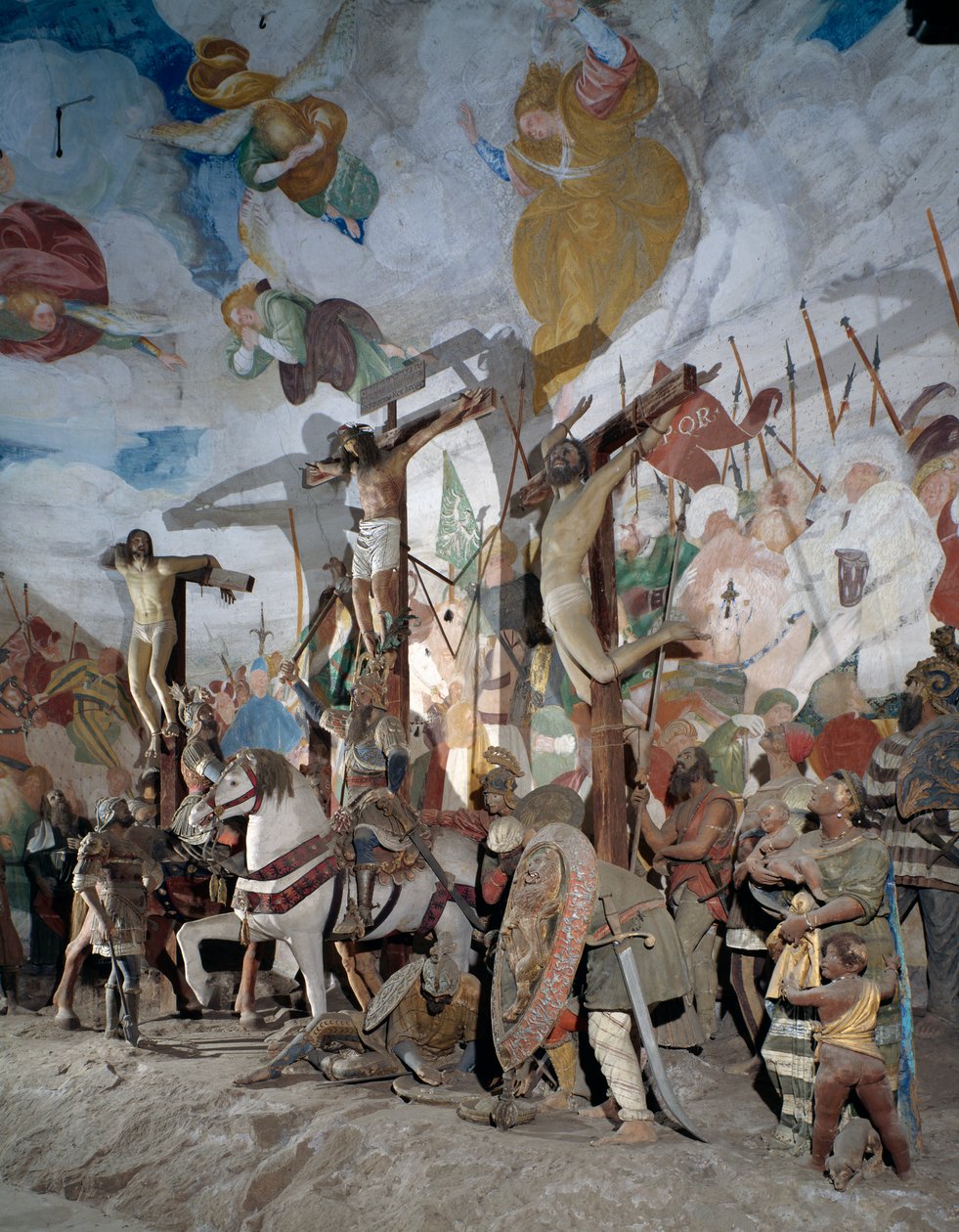Ristiinnaulitseminen, yksityiskohta Gaudenzio Ferrarin (1475-1546) patsaista, 38. kappeli, Varallo Sesian pyhä vuori (UNESCOn maailmanperintökohde, 2003), Piemonte, Italia tekijältä Gaudenzio Ferrari