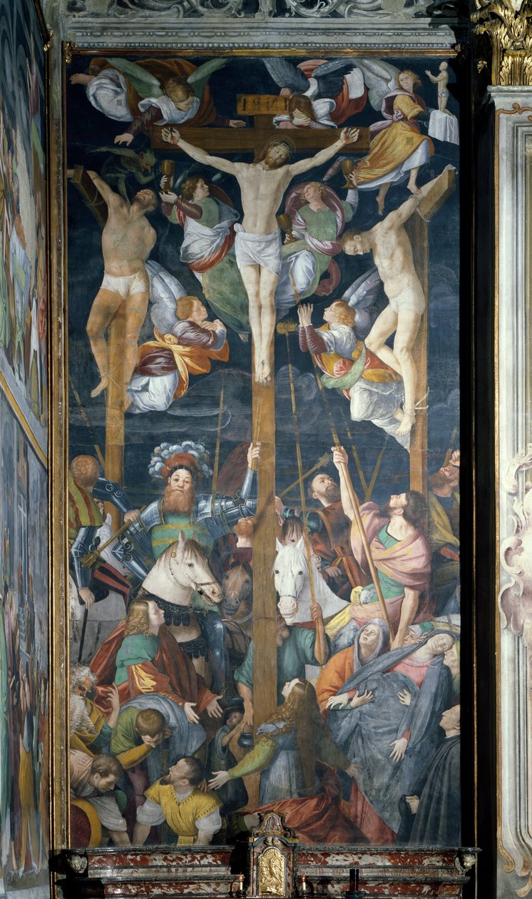 Ristiinnaulitseminen, fresko, Gaudenzio Ferrari (1475-1546) tekijältä Gaudenzio Ferrari
