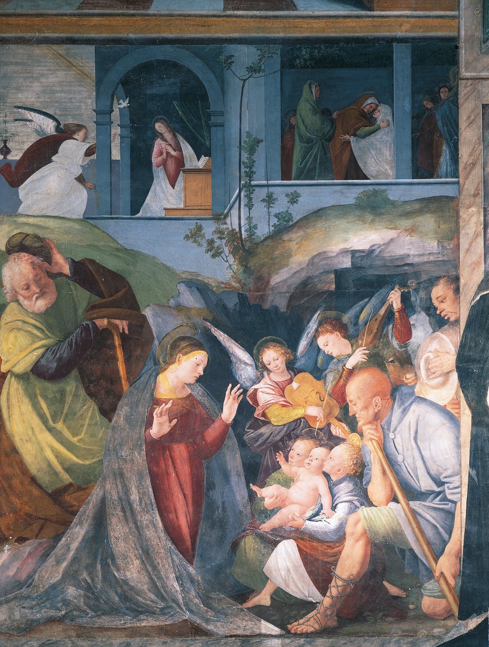 Seimi, Gaudenzio Ferrarin (1475-1546) fresko, Pyhän Christophen kirkko, Vercelli, Italia tekijältä Gaudenzio Ferrari