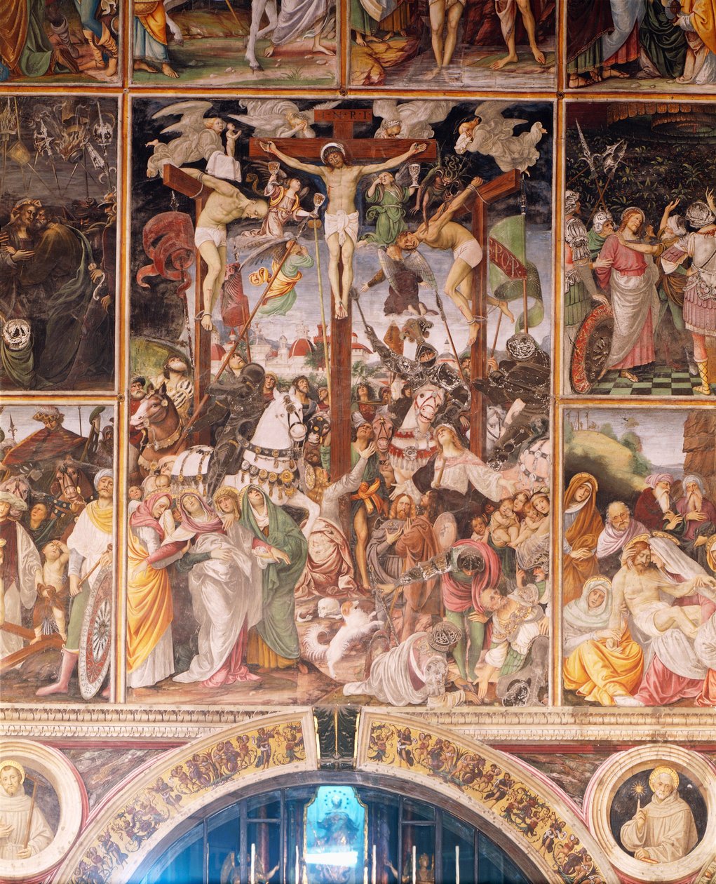 Ristiinnaulitseminen, yksityiskohta Kristuksen elämästä ja kärsimyksestä, fresko Gaudenzio Ferrari (1475-1546) 1513 tekijältä Gaudenzio Ferrari