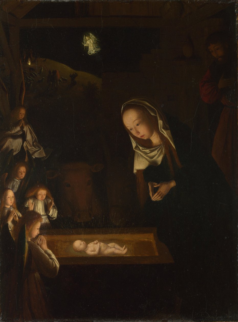 The Nativity at Night, n. 1490 (öljy tammen päällä) tekijältä Geertgen Tot sint Jans