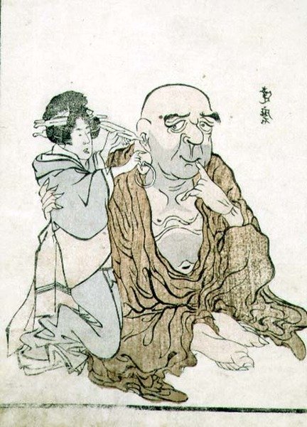 T H Riches 1913 Immortal Having his Ears Cleaned, n. 1815 (puupainatus) tekijältä Gekkotai Bokusen