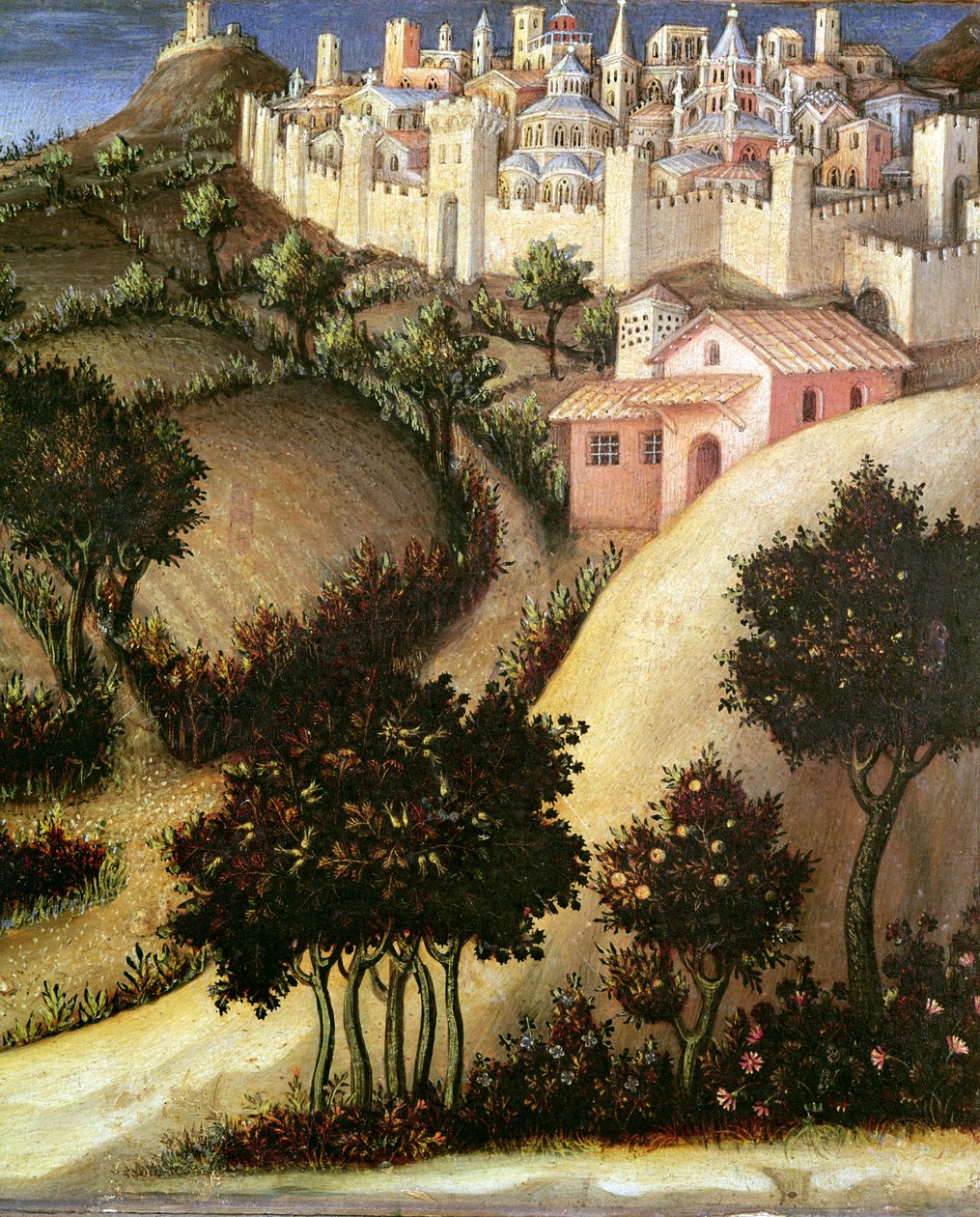 Magi-alttaritaulun palvonta, yksityiskohta Egyptin predella-paneelista, 1423 (tempera paneelissa) tekijältä Gentile da Fabriano