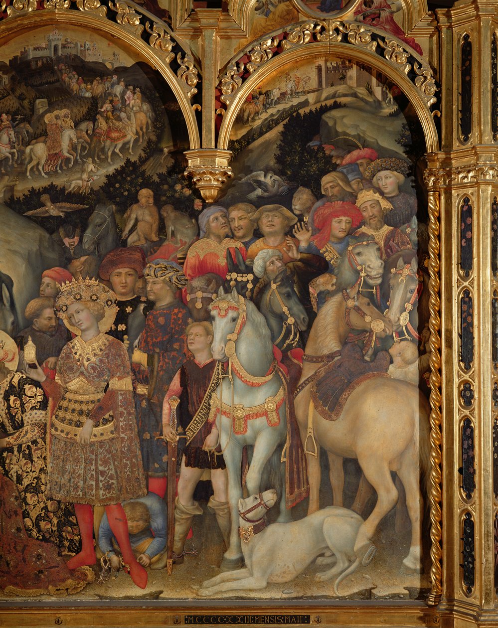 Adoration of the Magi yksityiskohta, 1423 (tempera paneelissa) tekijältä Gentile da Fabriano