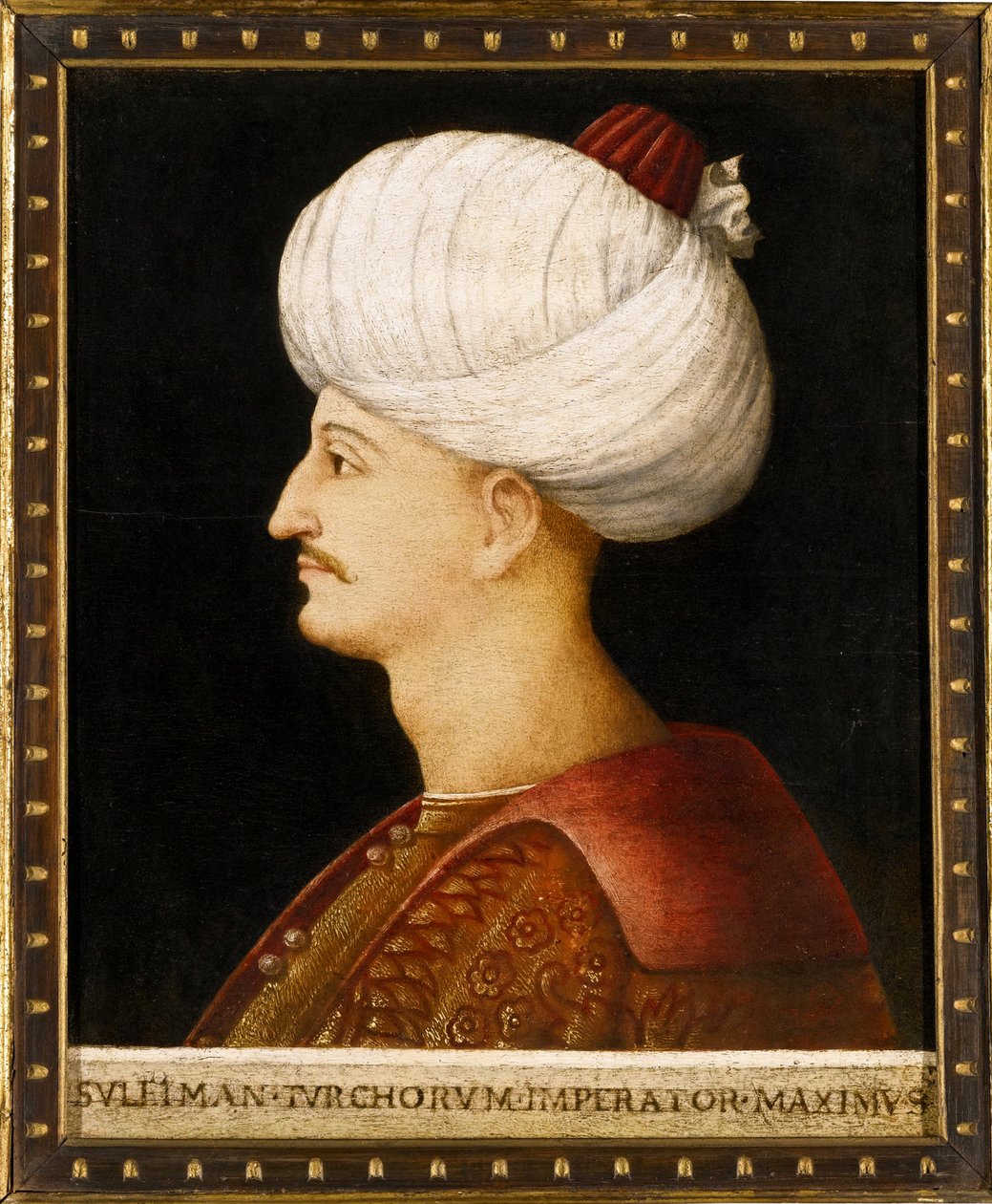 Muotokuva Suleiman (Suleyman) I Suuresta (1494-1566), ottomaanien sulttaani"" Anonyymi maalaus - Sulttaani Suleiman I Suuri, Bellini, pakana tekijältä Gentile (school of) Bellini