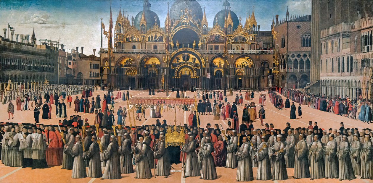 Kulkue Piazza San Marcolla Venetsiassa, 1496. tekijältä Gentile Bellini