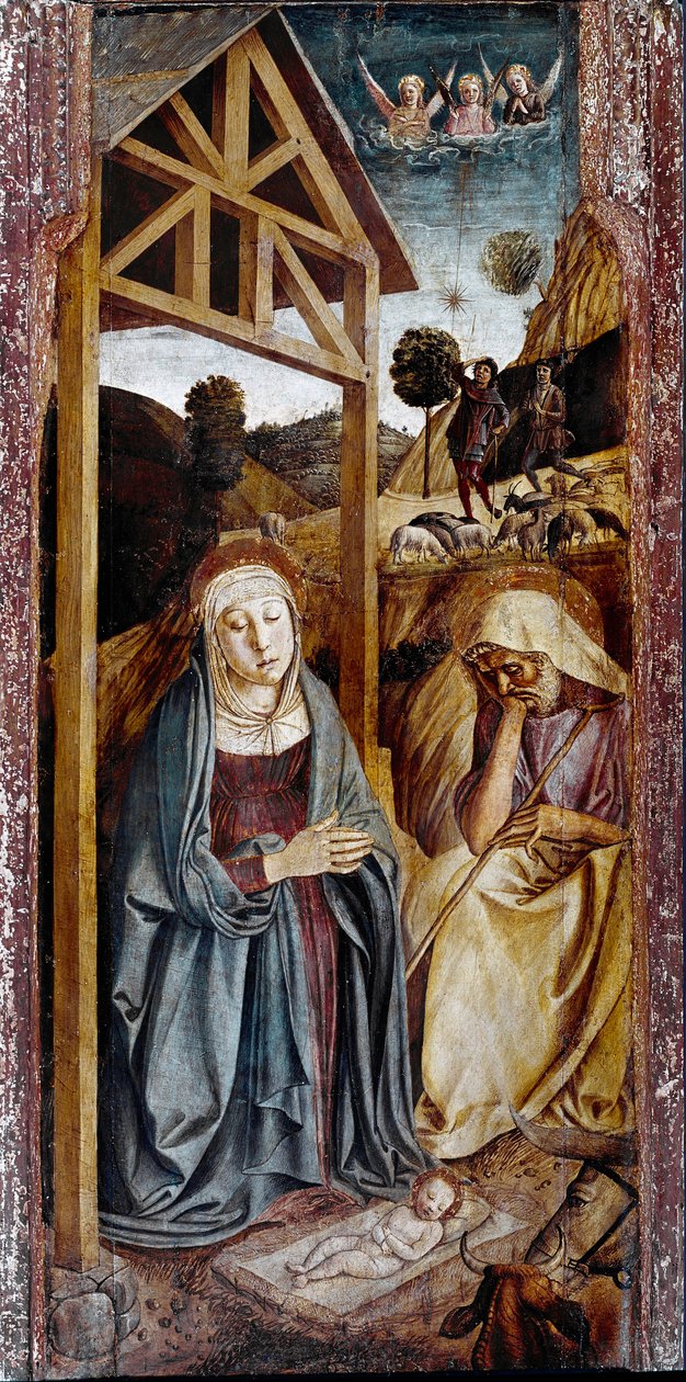 Syntymän triptyykki: keskustaulu Giovanni Bellinin maalaus dit il Giambellino tekijältä Gentile Bellini