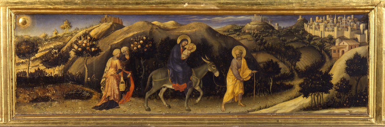 Lento Egyptiin (Predella of the Adoration of the Magi, Pala Strozzi) tekijältä Gentile da Fabriano