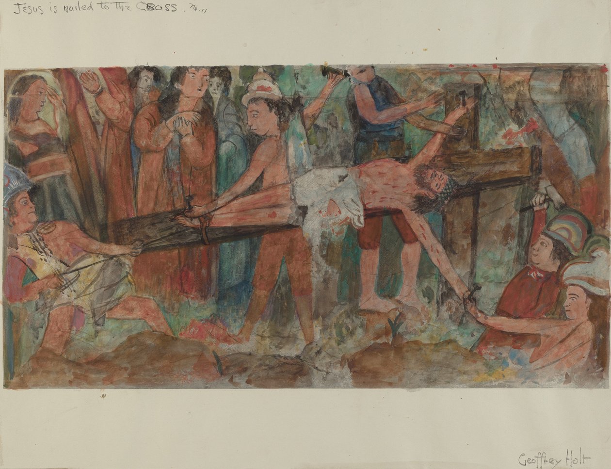 Ristin asema nro 11: Jeesus naulitaan ristille, n. 1936. tekijältä Geoffrey Holt