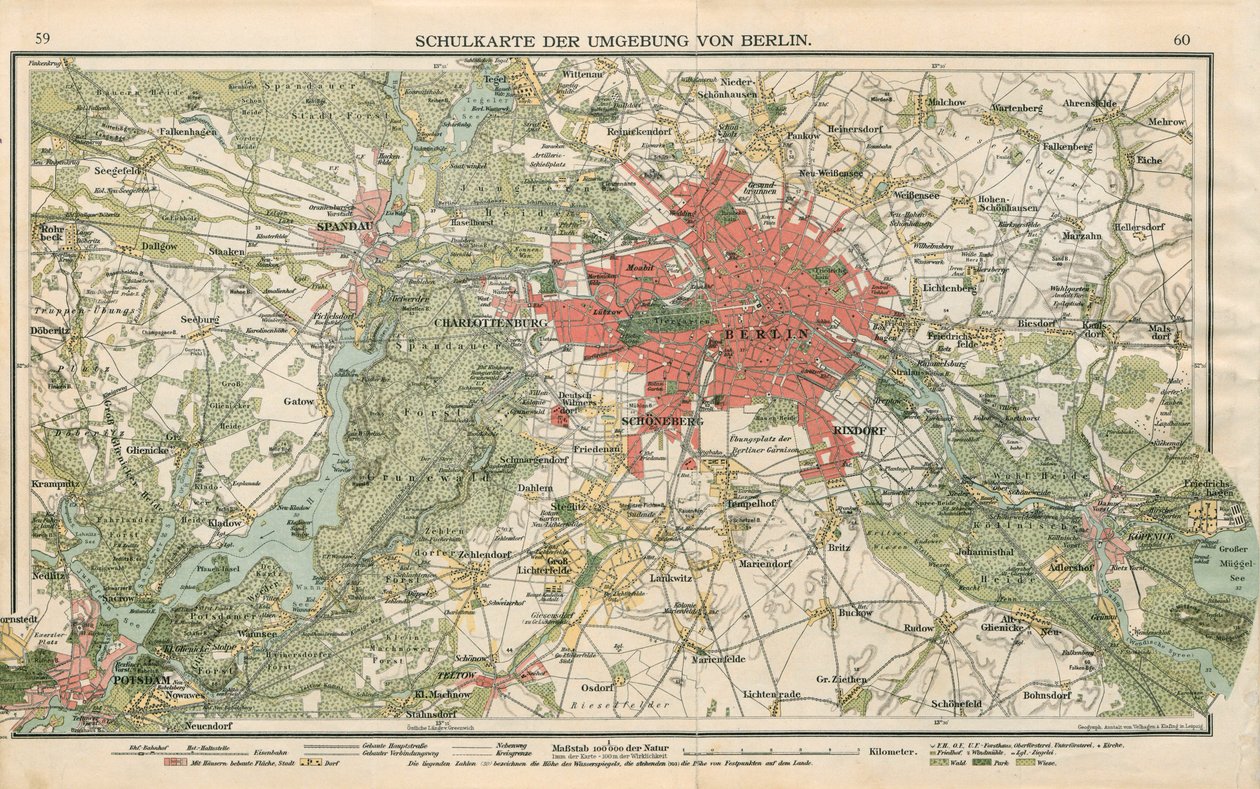 Schulkarte der Umgebung von Berlin tekijältä Geographische Anstalt von Velhagen und Klasing