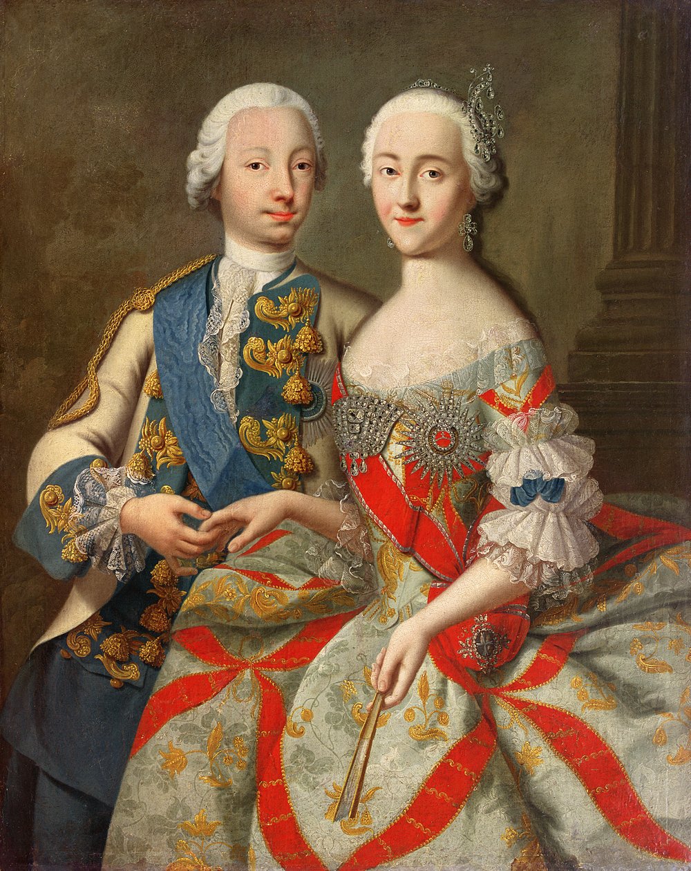 Muotokuva Katariina Suuresta (1729-96) ja ruhtinas Petr Fedorovitšista (1728-62) 1740-45. tekijältä Georg Christoph Grooth