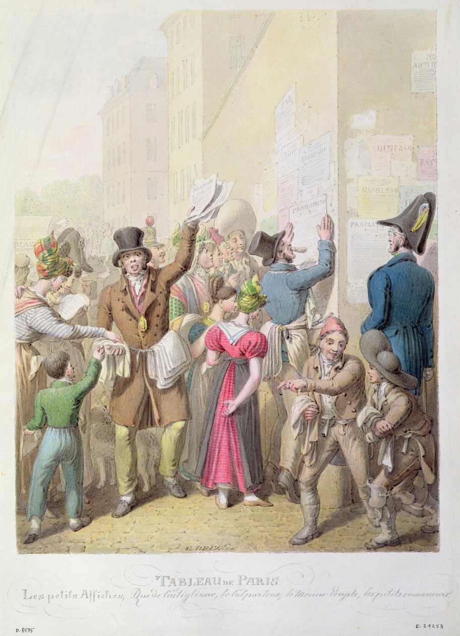 Julisteet, Tableau de Paris, 1815-30 (wc paperilla) tekijältä Georg Emanuel Opitz