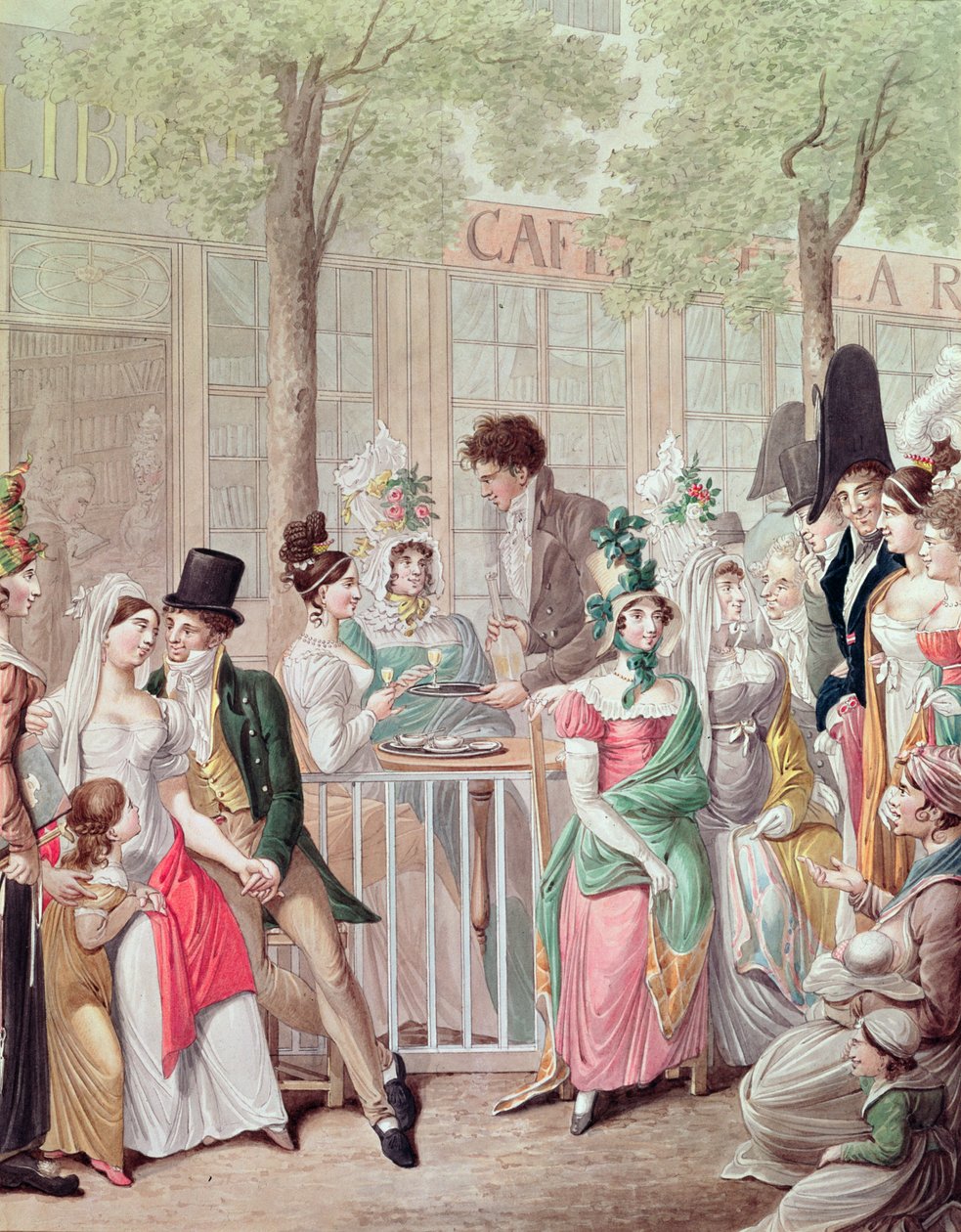 Cafe de la Rotonden terassi vuonna 1814 tekijältä Georg Emanuel Opitz