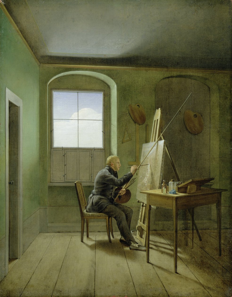 Caspar David Friedrich (1774-1840) studiossaan, 1811 tekijältä Georg Friedrich Kersting