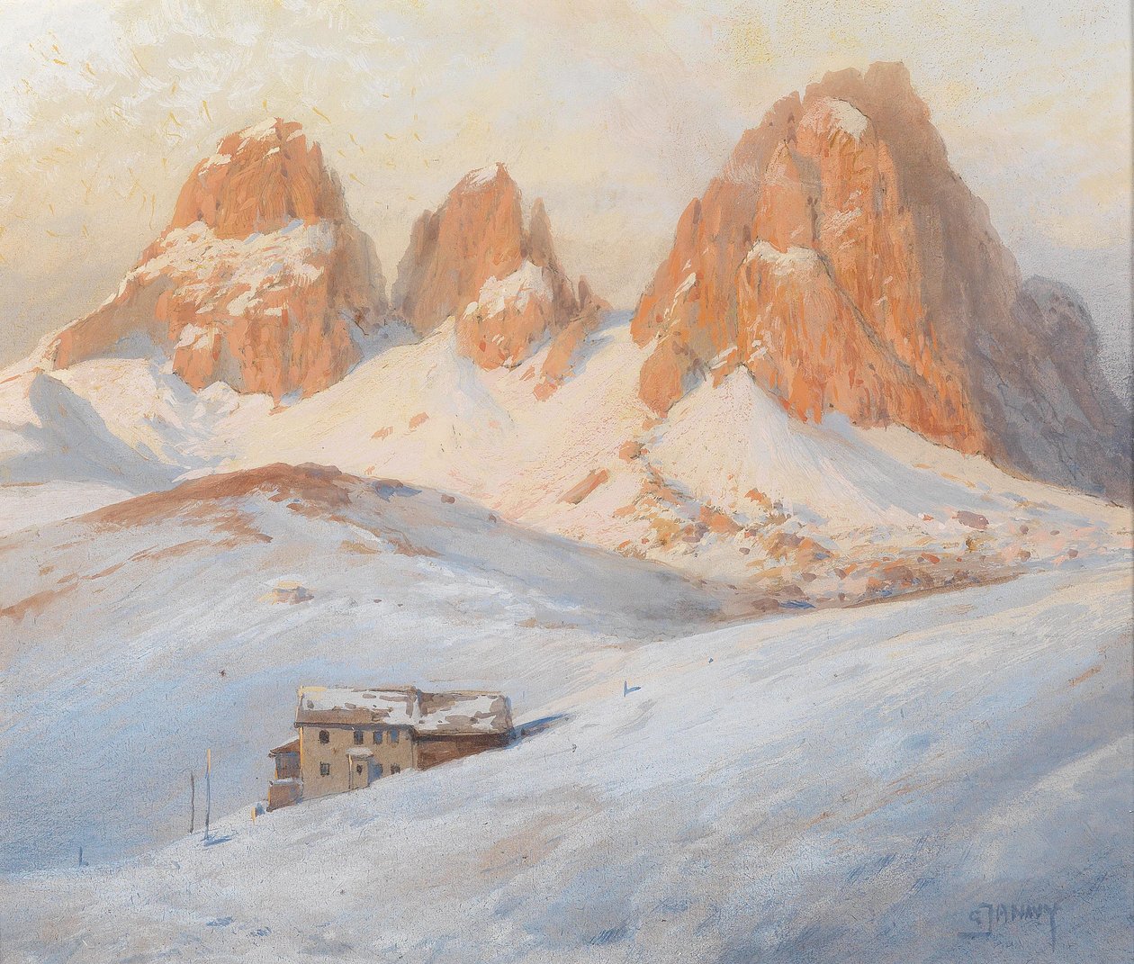Langkofelgruppe und Sellajoch in Dolomiten tekijältä Georg Janny