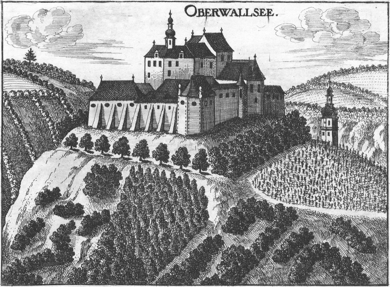 Kaiverrus, näkymä Oberwallseen linnalle, Ylä -Itävalta tekijältä Georg Matthäus  Vischer