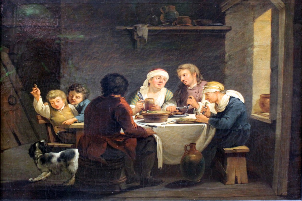Familie bei der Mahlzeit tekijältä Georg Melchior Kraus