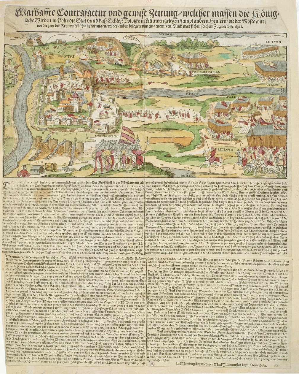 Stephen Bathoryn (1533-86) näkymä Polotskin piirityksestä vuonna 1579 tekijältä Georg the elder Mack