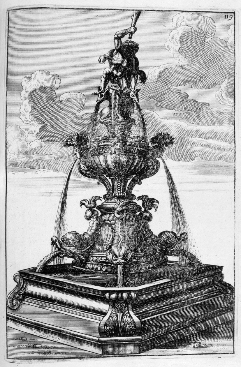 Suihkulähdesuunnittelu, 1664 tekijältä Georg Andreas Bockler