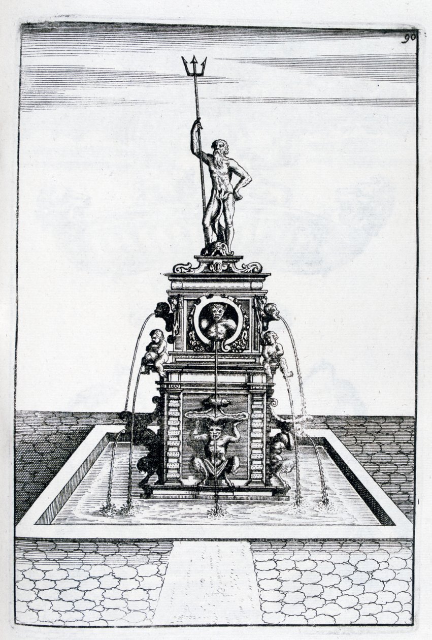 Suihkulähteen suunnittelu, 1664 tekijältä Georg Andreas Bockler