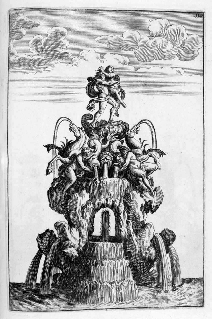 Suihkulähteen suunnittelu, 1664 tekijältä Georg Andreas Bockler