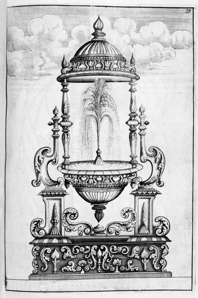 Suihkulähdesuunnittelu, 1664 tekijältä Georg Andreas Bockler