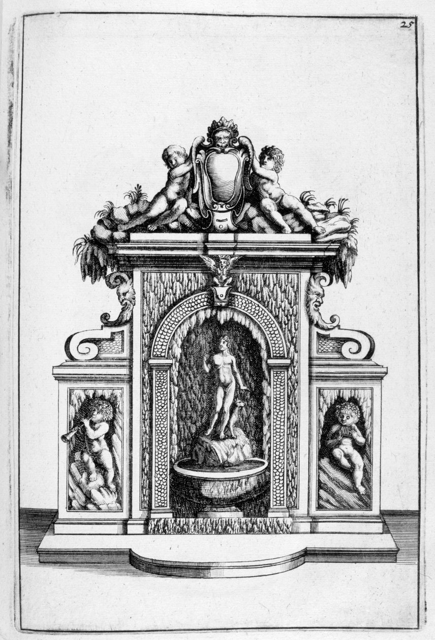 Suihkulähteen suunnittelu, 1664 tekijältä Georg Andreas Bockler