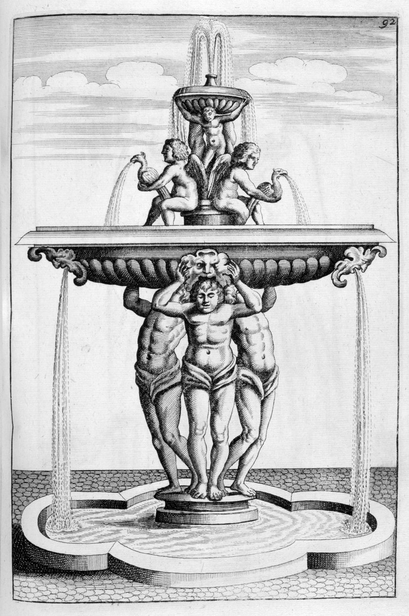 Suihkulähteen suunnittelu, 1664 tekijältä Georg Andreas Bockler